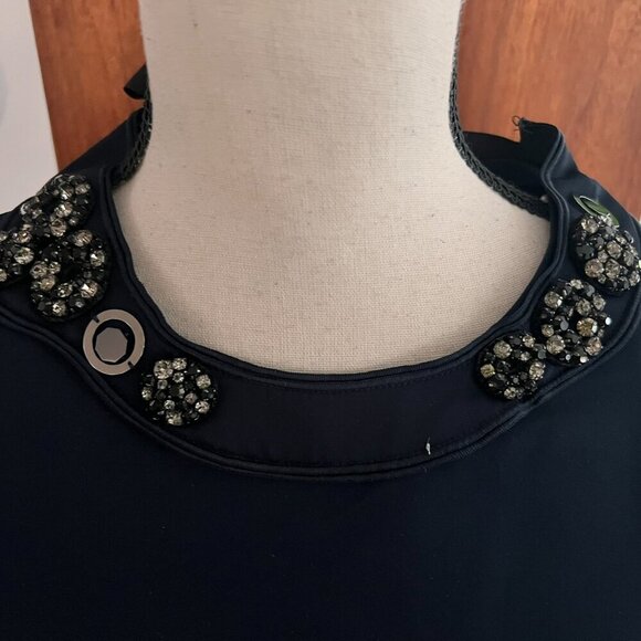MaxMara blsck satin jeweled collar blouse size 10 - Picture 2 of 6
